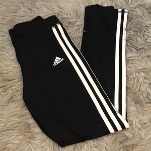 Black three strip adidas leggings